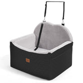 WarmInsula dog booster seat front view shows secure fit and improved cabin visibility.