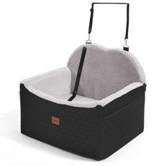 WarmInsula dog booster seat front view shows secure fit and improved cabin visibility.