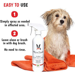 Dog enjoys fresh scent after applying the spray