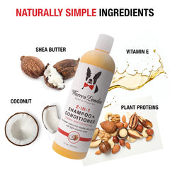 Warren London 2-in-1 shampoo rich-lather delivers easy coat conditioning during baths.