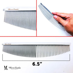 Ergonomic handle of Warren London Copper Crescent Comb ready for long grooming sessions.
