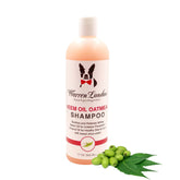 Warren London neem oil oatmeal shampoo bottle provides gentle cleansing for dogs.