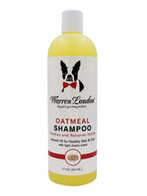 Warren London Oatmeal Dog Shampoo label bottle for sensitive skin soothing properties.