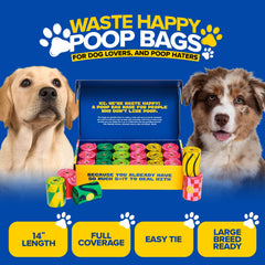 Waste Happy ultra-thick, leak-proof bags for confident pickups.