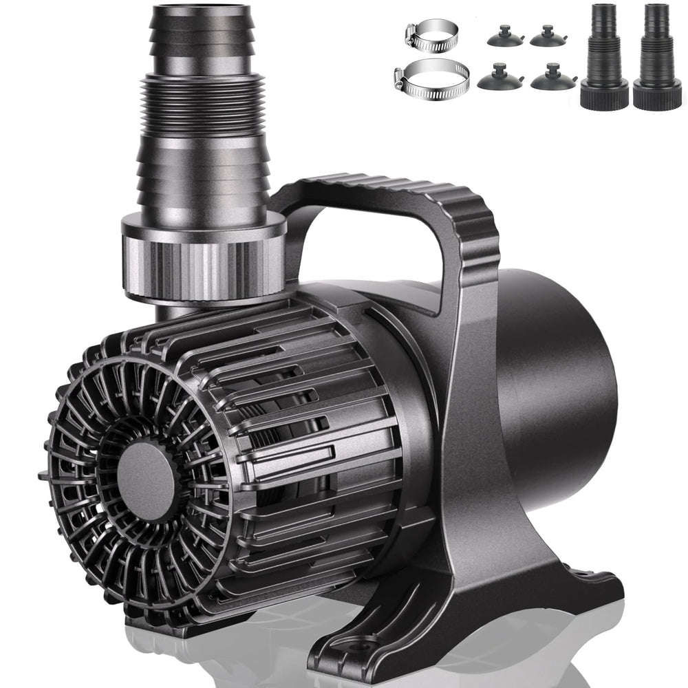 WaterRebirth 3200GPH pump front view, ideal for large outdoor fountains.