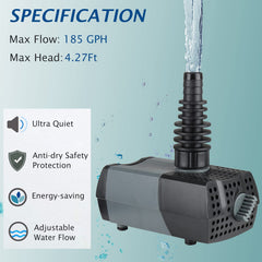 WaterRebirth HSUP700F hose nozzle 90-degree rotatable intake supports low water level suction