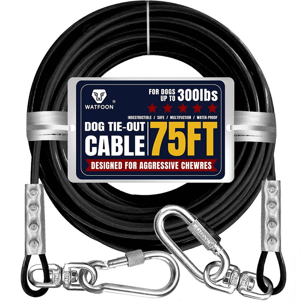 WATFOON 75ft dog tie out cable offers ample roaming space for safe outdoor play