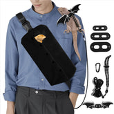 WATFOON lizard sling carrier worn on the shoulder for secure outdoor walks.