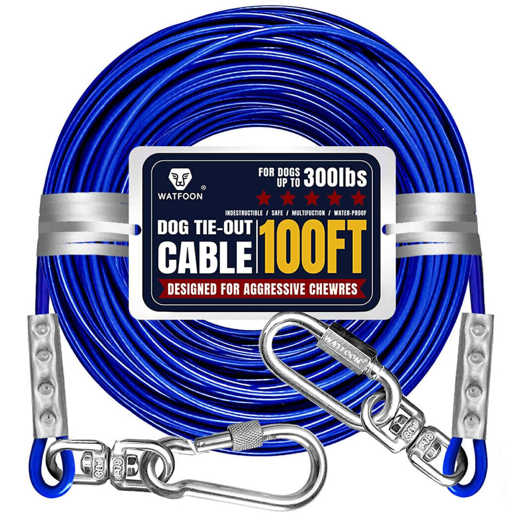 WATFOON tie-out cable 100ft stainless steel for reliable outdoor tethering.