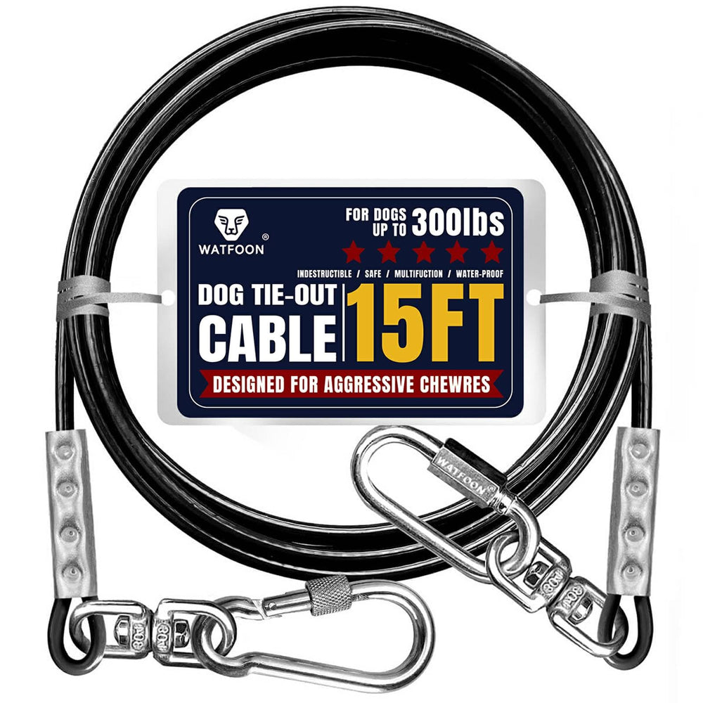 WATFOON tie-out cable 15ft stainless steel with PVC coating for outdoor freedom