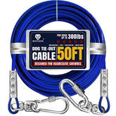 Watfoon tie-out cable 50ft blue in yard offering outdoor freedom for dogs