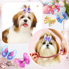 Wavwavw egg and bunny design bows add charm to holiday grooming sessions.