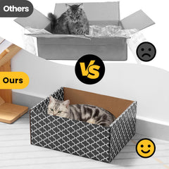 WDZZHOT Cardboard Cat Scratcher Box interior view—space for curling and nap time