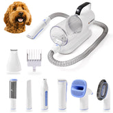 We Love Doodles 11-in-1 grooming vacuum in use for efficient home dog grooming.