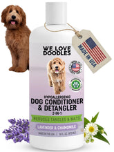 We Love Doodles lavender-chamomile bottle close-up highlighting calming scent and gentle care.