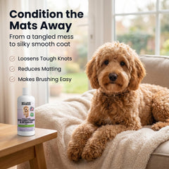 We Love Doodles bottle pour demonstrates easy application for bath time grooming.