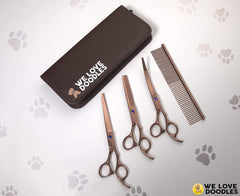 We Love Doodles curved dog grooming scissor for contour shaping