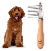 We Love Doodles dog dematting brush with gentle rounded teeth