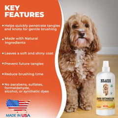 We Love Doodles detangler spray mist on coat helps manage knots quickly.