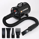 We Love Doodles dog dryer with high-velocity airflow for quick, thorough drying.