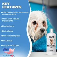 We Love Doodles dog shampoo bottle pour shows unscented formula ideal for puppies.