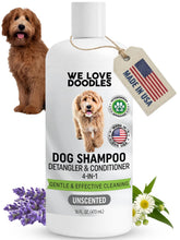 We Love Doodles dog shampoo foaming lather for gentle cleansing and easy detangling.