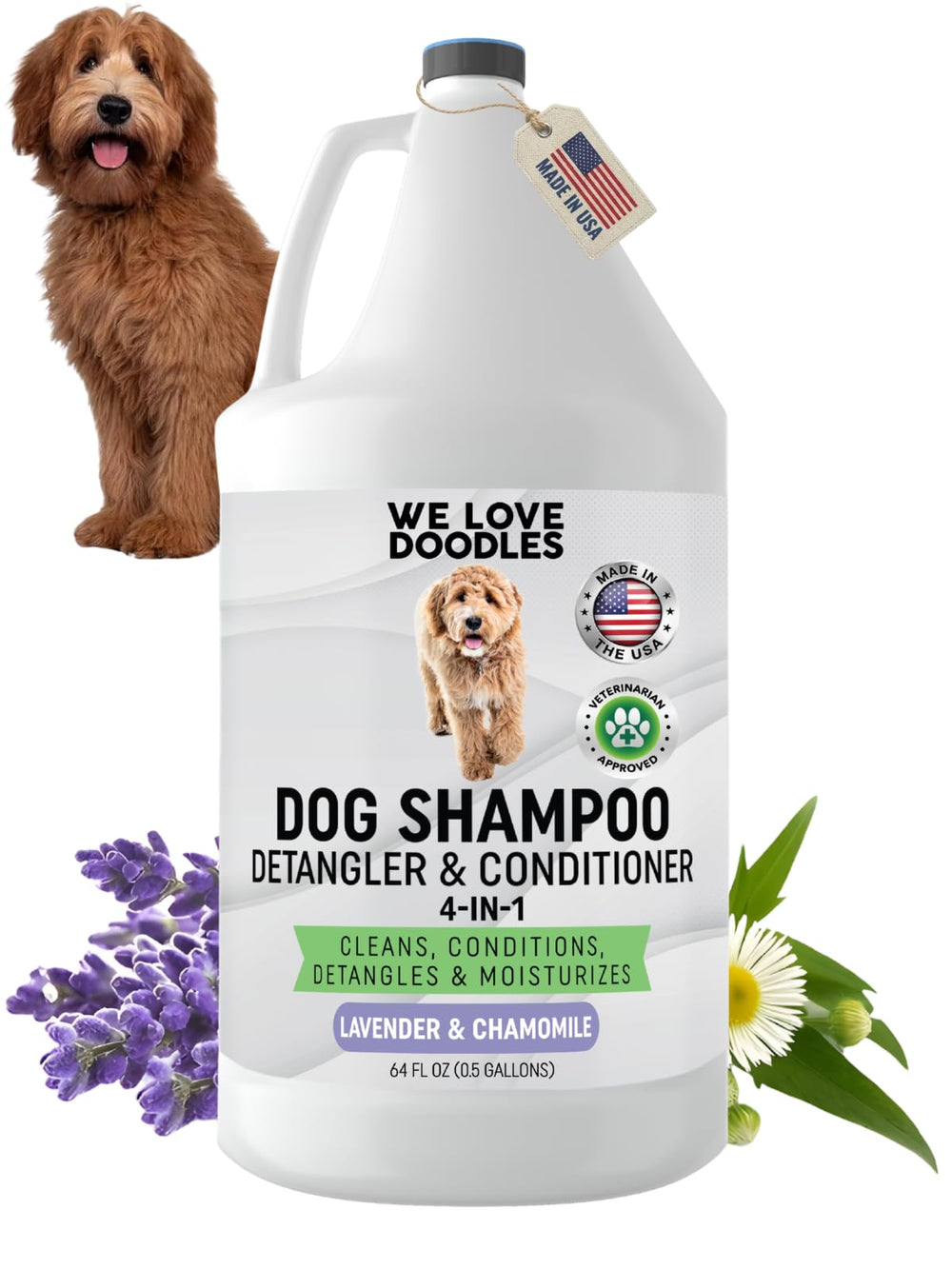 We Love Doodles half-gallon bottle with lavender scent for gentle cleansing.