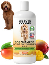 We Love Doodles Mango dog shampoo bottle for gentle coat cleansing.