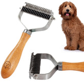 We Love Doodles pet dematting comb with wood handle for gentle detangling