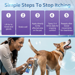 WEALLIN spray in action on dogs for anal area care routine.