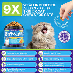 WEALLIN cat allergy relief chews closeup reveals chewy texture for daily allergy support