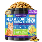 WEALLIN cat chews bottle shows convenient daily flea prevention for cats.