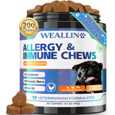 WEALLIN dog allergy relief chews jar front for daily skin comfort.