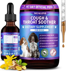 WEALLIN dog cough bottle front for natural breathing support.