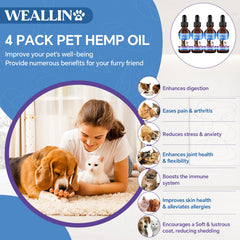 WEALLIN hemp oil label closeup highlights organic extract and omega profile for pets