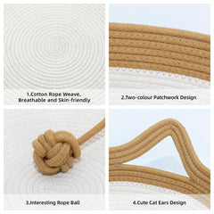 WEAVELYRICS round pet bed on sofa demonstrates breathable living-room comfort.