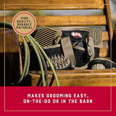 Weaver Equine hoof pick with rubber handle provides comfortable grip during cleaning.