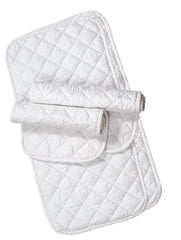 Weaver Leather quilted leg wraps in white protect horse legs during turnout with durable, washable fabric.