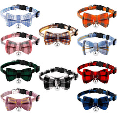 Weewooday breakaway cat collar with bow tie in plaid design for stylish daily wear
