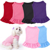 Weewooday red ruffled dog dress for daily wear and photos.