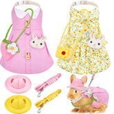 Weewooday Petjoy bunny-dress-set for small pets, ideal for Easter photos.