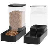 Wefeedy automatic feeder setup showing gravity-based meal delivery