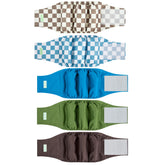 Wegreeco small dog diaper belly band in blue coffee checkerboard protects against leaks.