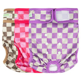 Wegreeco washables dog diapers with checkerboard red offer a secure fit and reusable protection.
