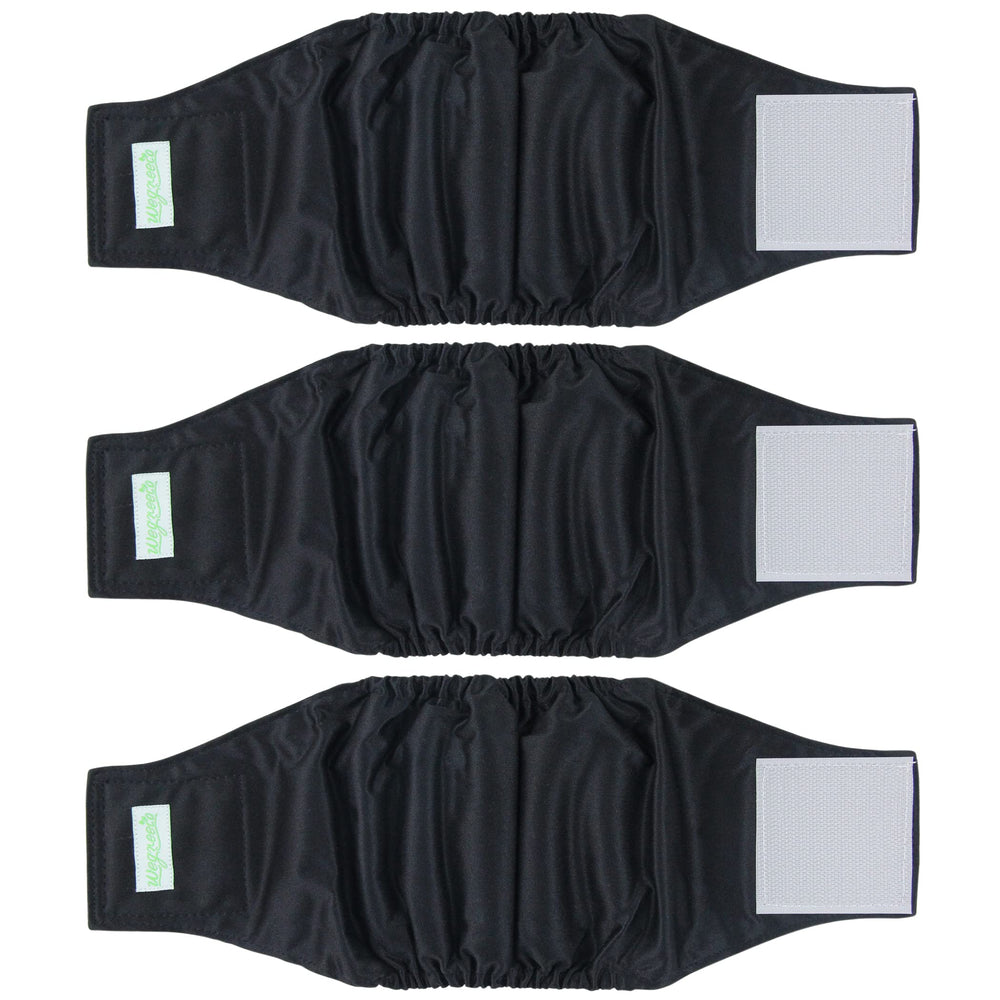 Wegreeco washable dog diapers small black pack-3 provides reusable protection for small dogs.