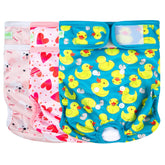 Wegreeco washable female dog diapers packaging showing reusable care option.