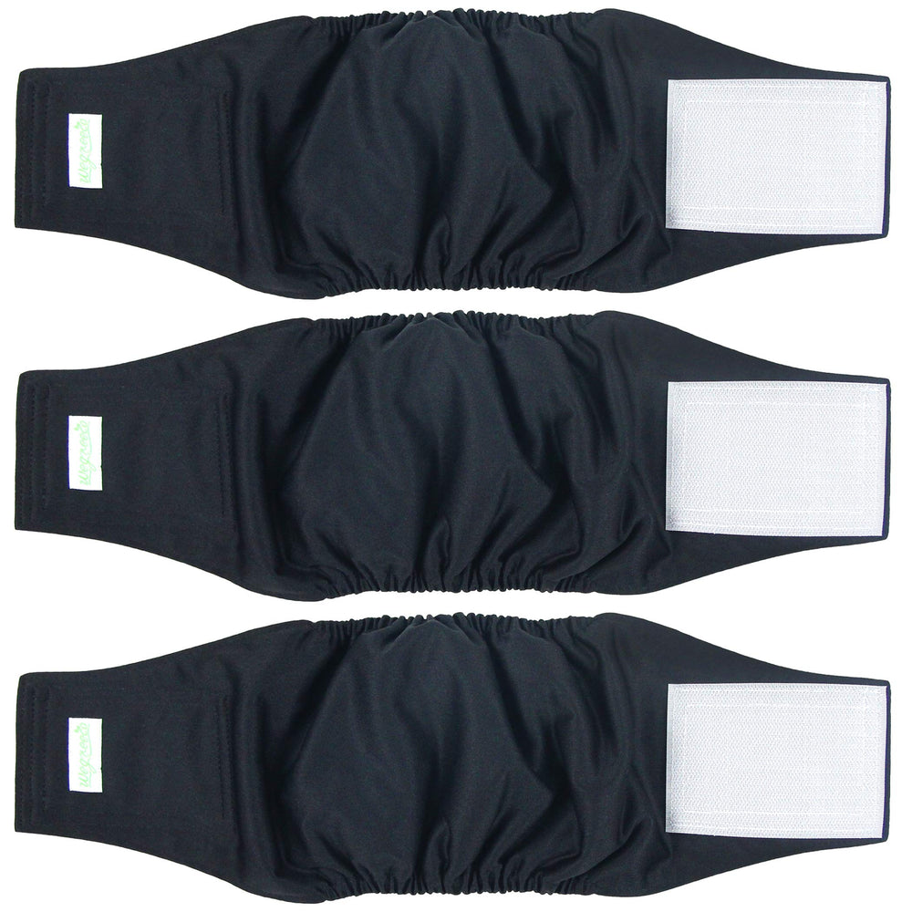 Wegreeco belly wrap in black XX-Large offers secure fit for large male dogs.