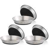 Wellbro six-pack cat bowls in stainless steel for food and water, durable and easy to clean.