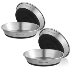 Wellbro cat bowls with wide shallow design reducing whisker contact during meals