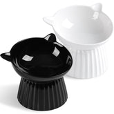 Wellbro ceramic raised cat bowl with a 15-degree tilt for easy eating